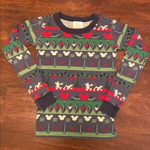 Hanna Andersson Disney Christmas Holiday Pajama Top Size 8 Organic Cotton Green